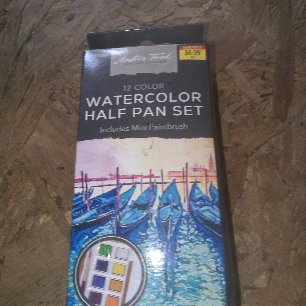 12-Color Watercolor Half Pan Set with Mini Paintbrush